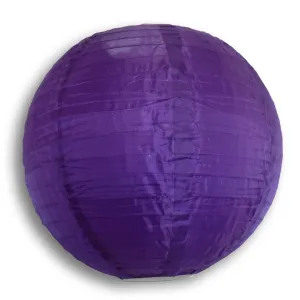10 Inch Dark Purple Shimmering Nylon Lantern, Parallel Ribbing, Durable, Hanging