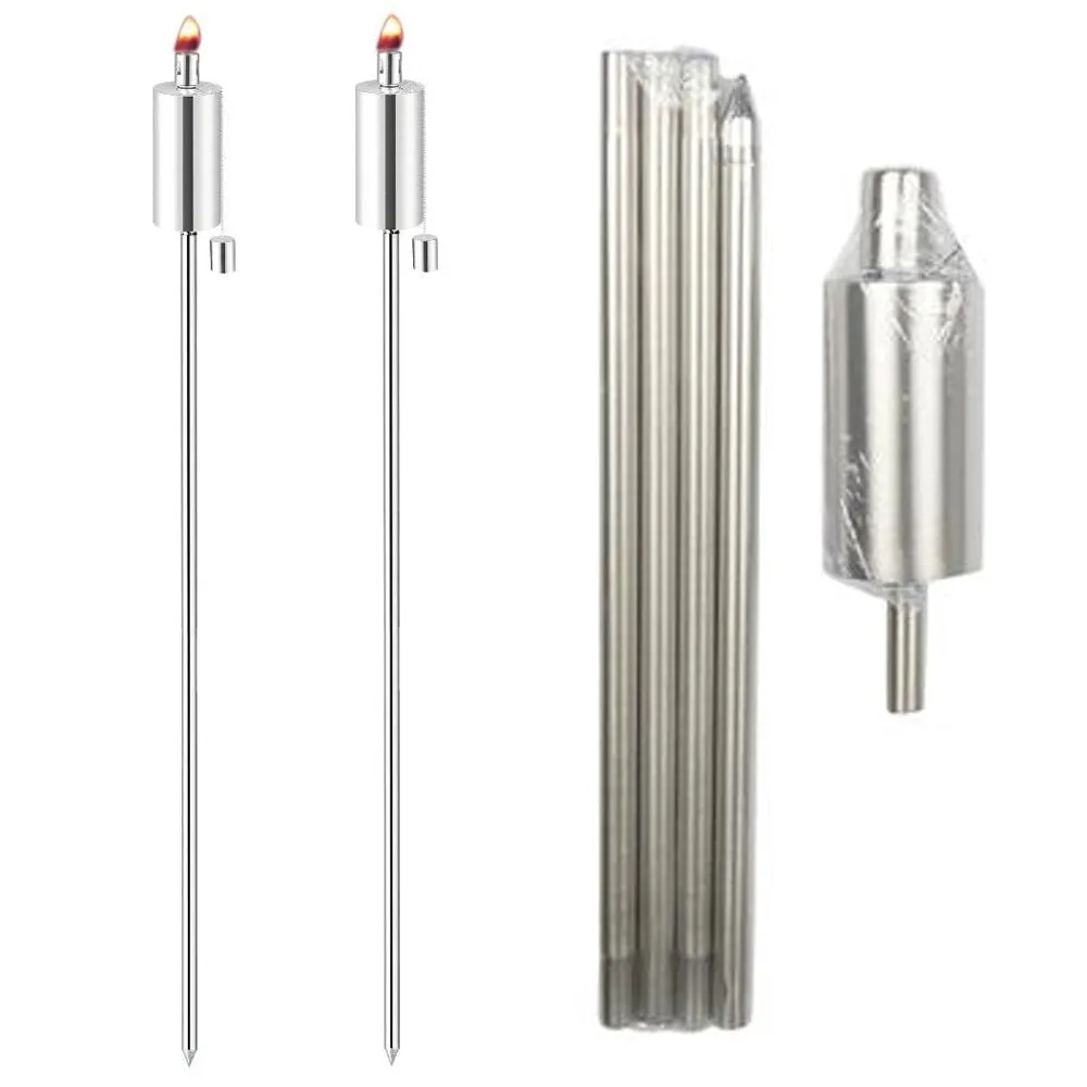 2 Garden Torch Waterproof Flickering Flame Lights Lamp Stainless Steel 65" Fire