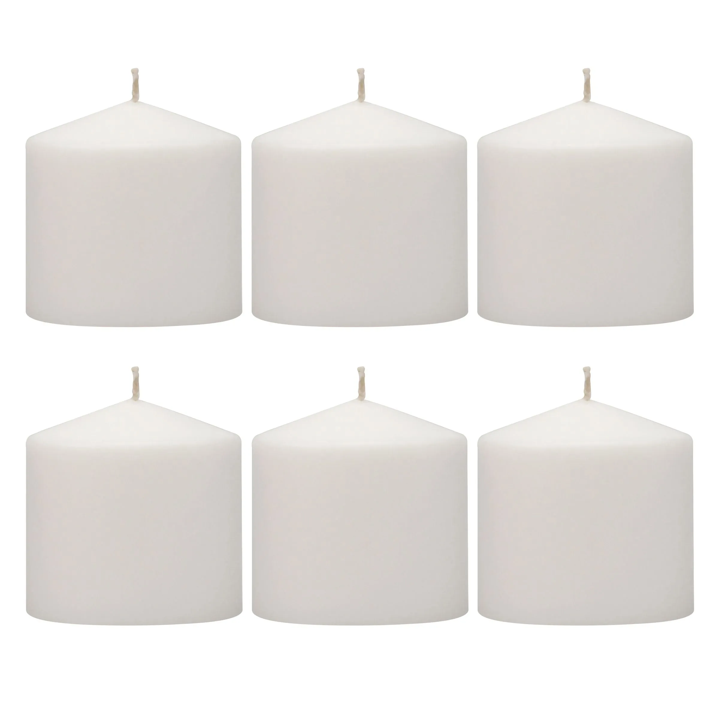 3x3 Unscented White Pillar Candles (Set of 6)
