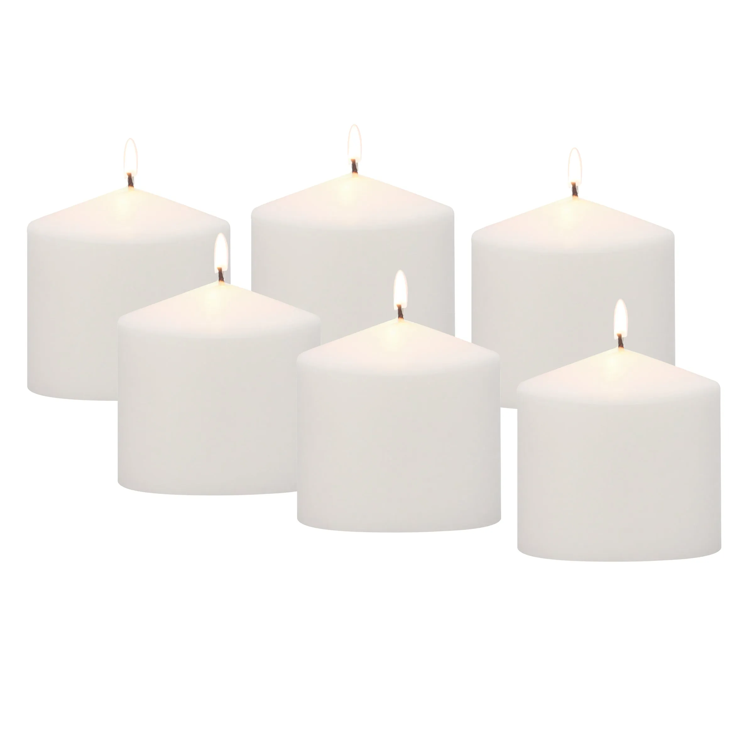 3x3 Unscented White Pillar Candles (Set of 6)