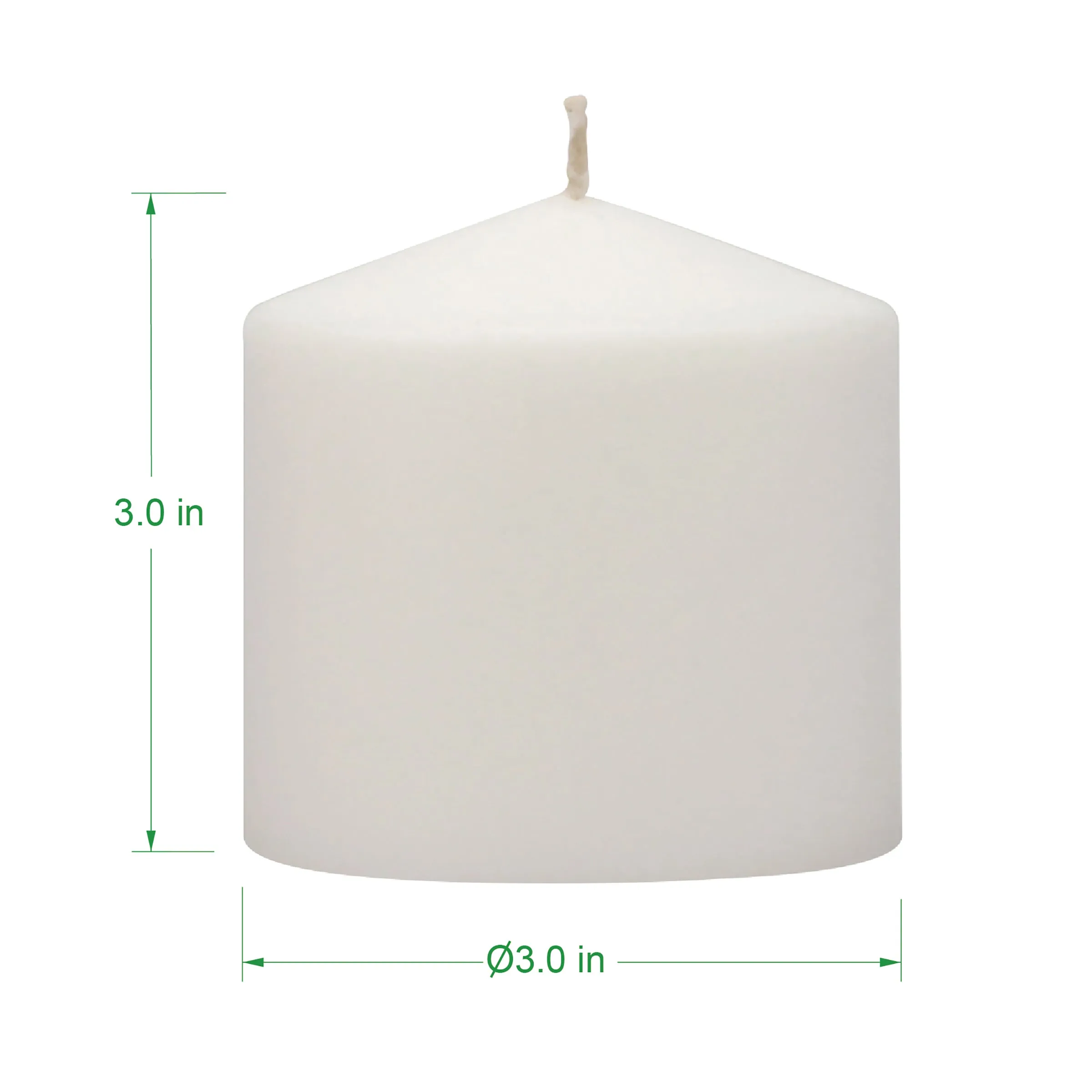 3x3 Unscented White Pillar Candles (Set of 6)