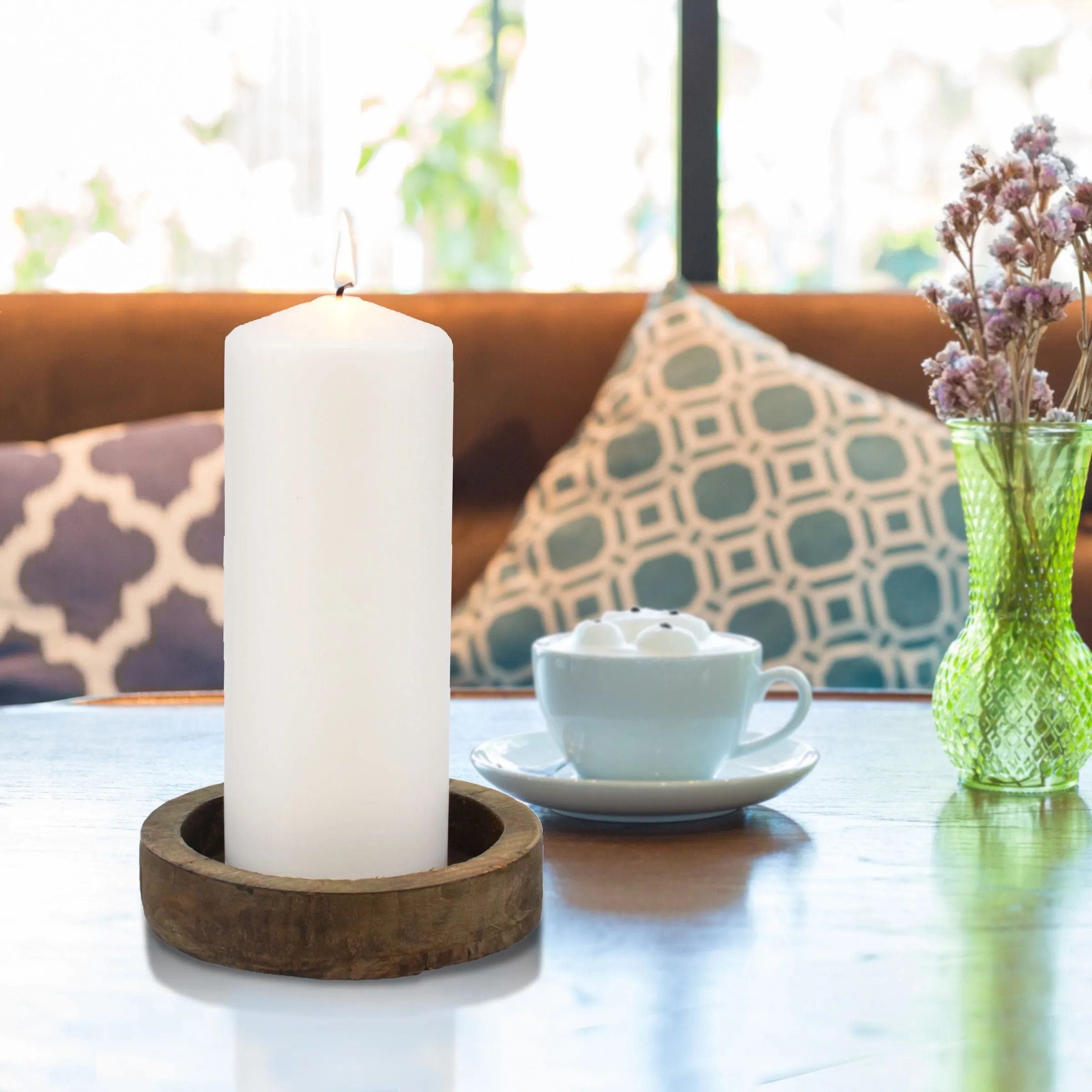 3x8 Unscented White Pillar Candles (Set of 6) (WS)
