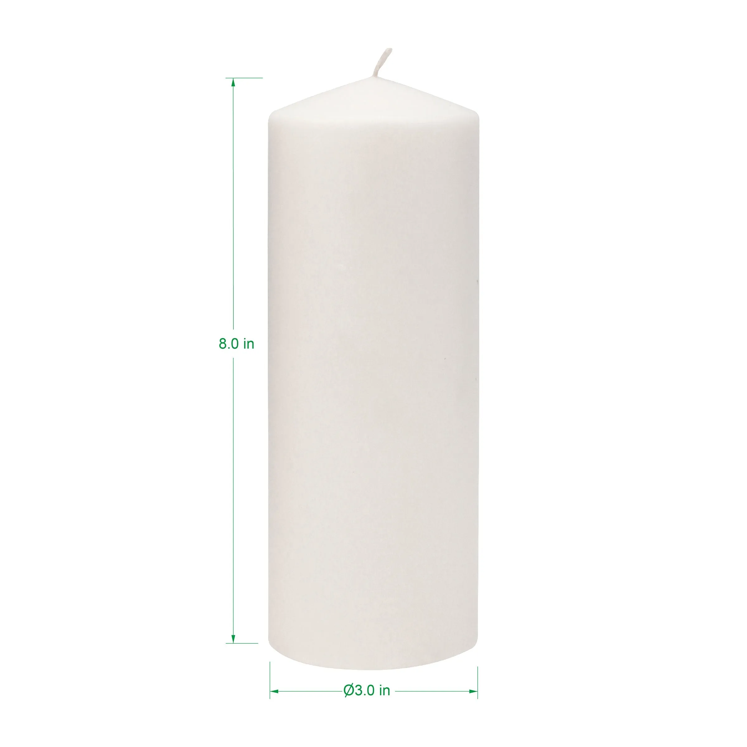 3x8 Unscented White Pillar Candles (Set of 6) (WS)