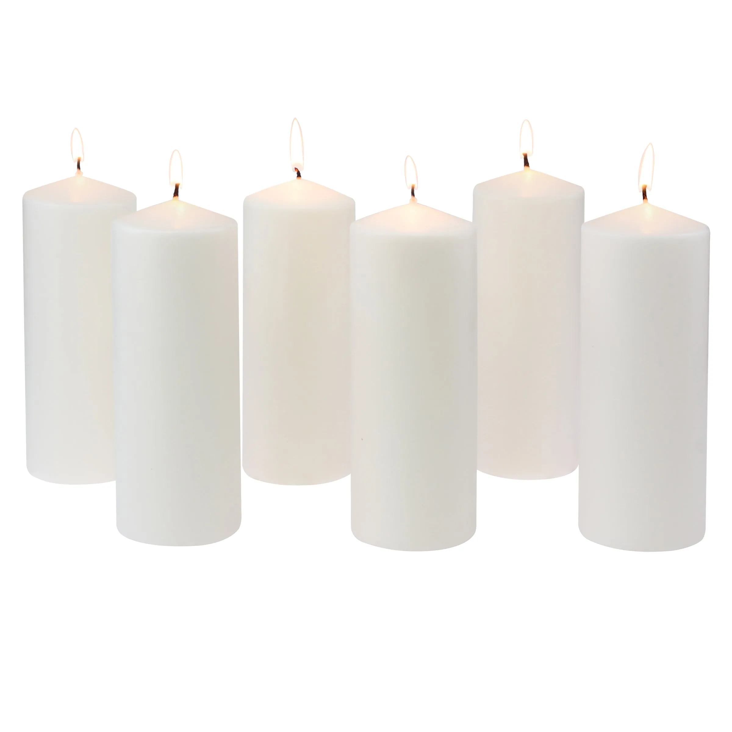 3x8 Unscented White Pillar Candles (Set of 6) (WS)