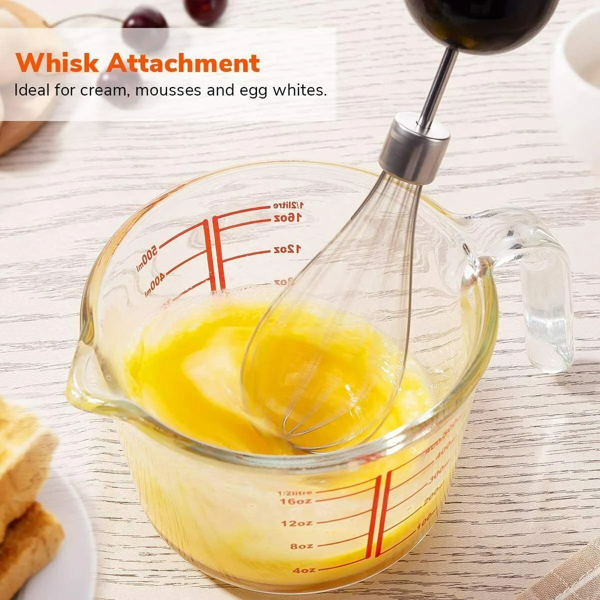5-Core Immersion Portable Hand Blender 5-in-1, 500W Handheld, 8 Variable Speeds, Stainless Steel, Electric Whisker, 2-Blades, 860ml Food Processor, Chopper, 600ml Mixing Beaker HB 1520