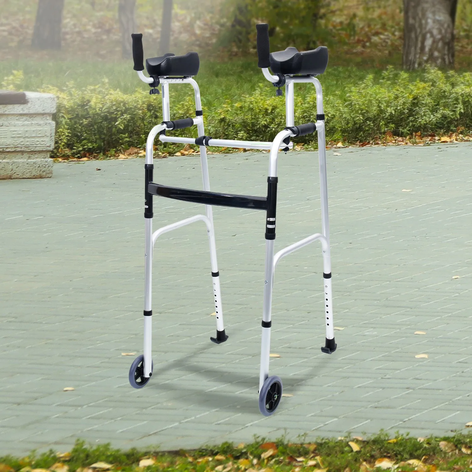 Adjustable Folding Aluminium Rollator Walker with Forearm Supports