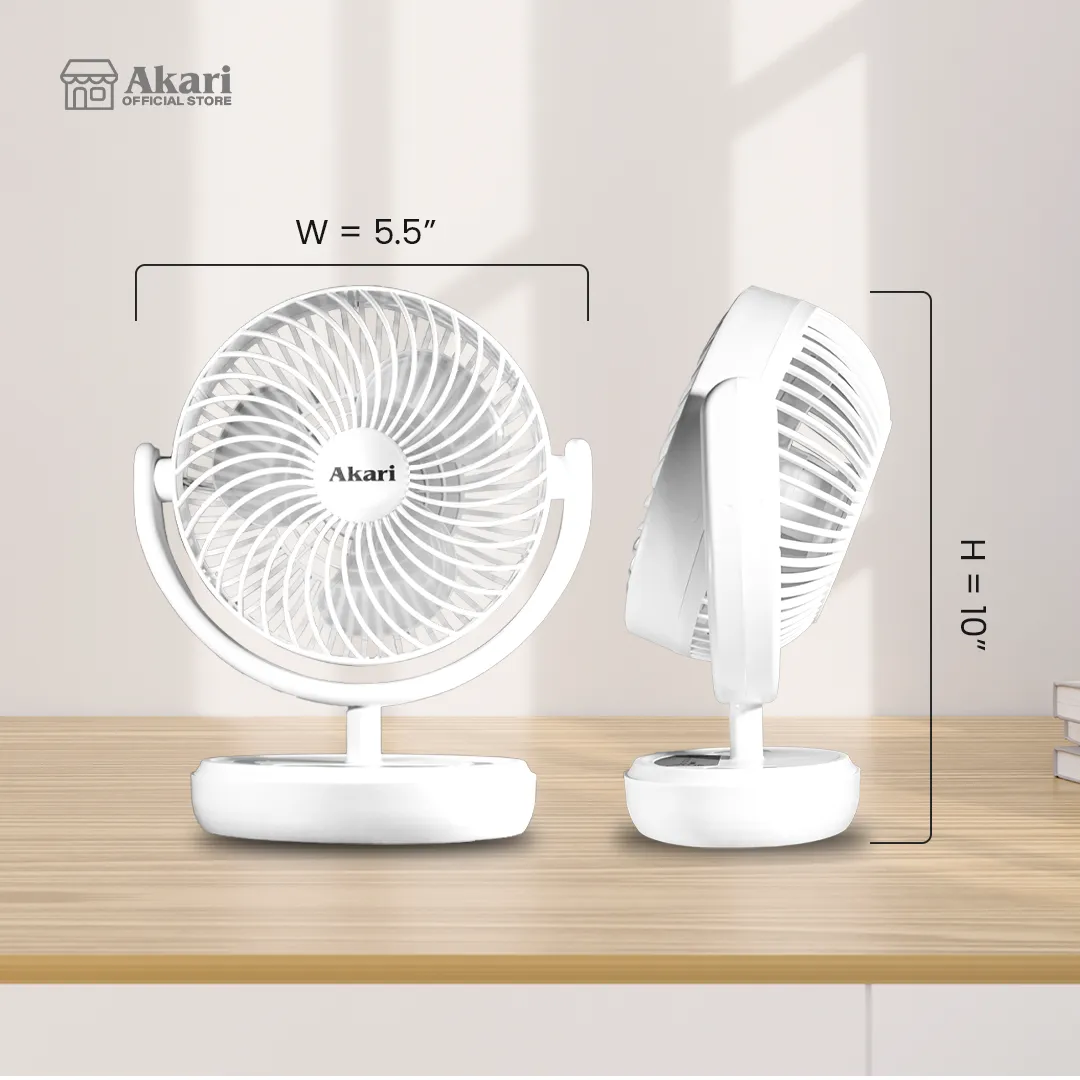 Akari TRIO BUNDLE: 6” Rechargeable Desk fan with LED Night Light (ARF-606)