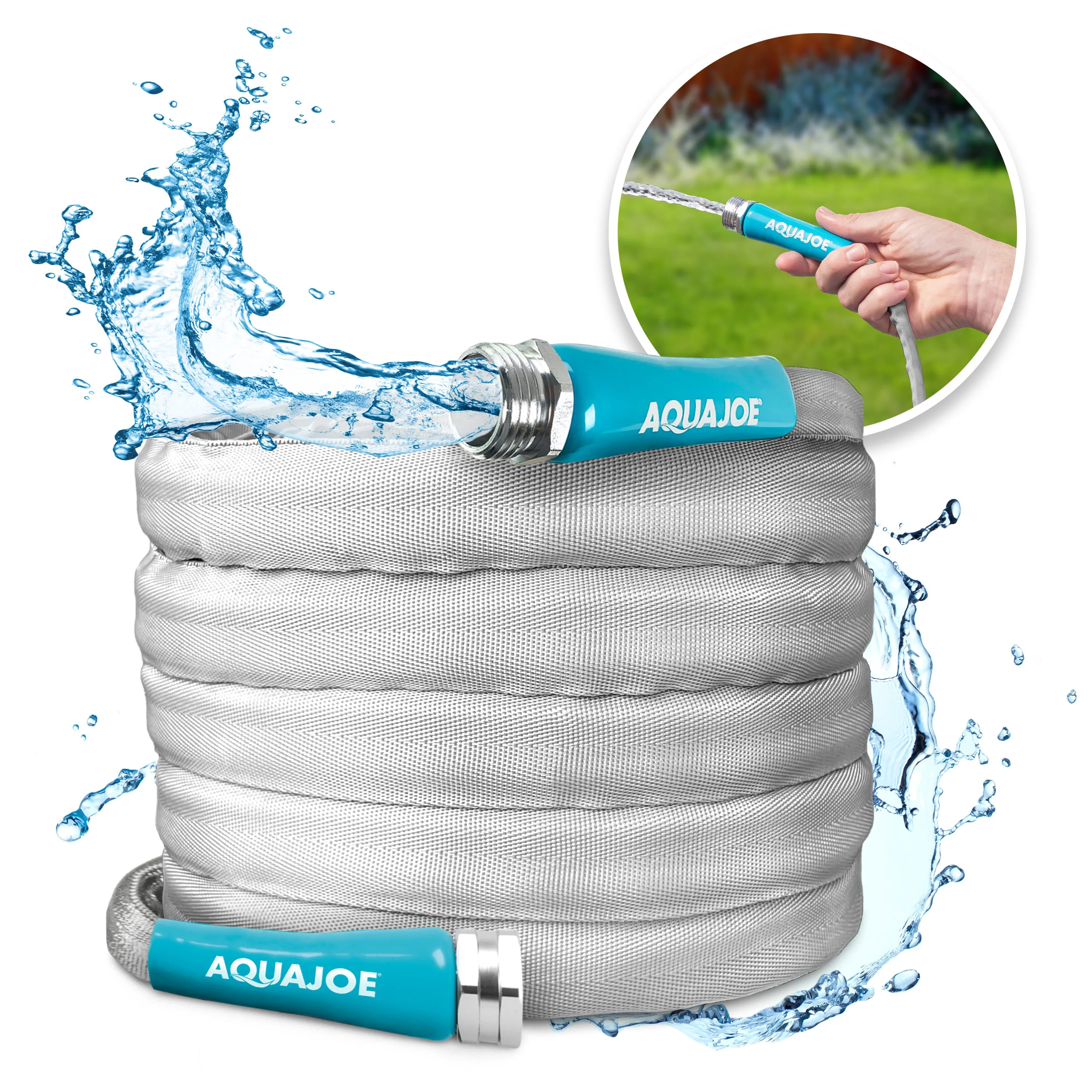 Aqua Joe AJFJH25-58-PRX Xtreme Ultra Flexible Non-Expanding Kink-Resistant FiberJacket Garden Hose | 25-Foot | 5/8-Inch Diameter