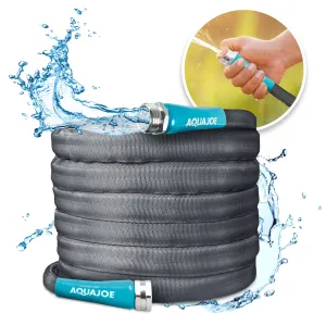 Aqua Joe AJFJH50-PRO Ultra Flexible Kink Free Fiberjacket Garden Hose | 50-Foot | Metal Fittings