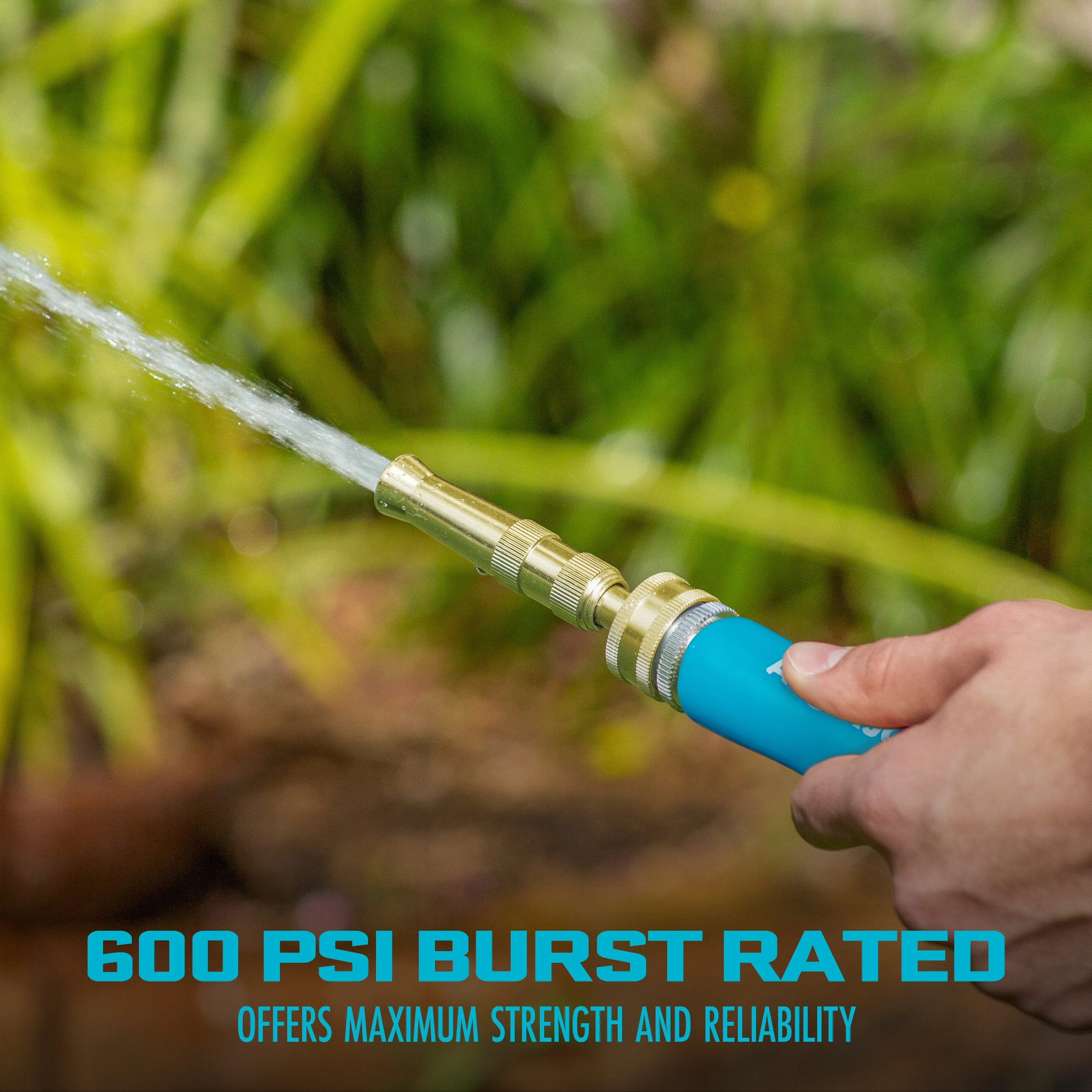Aqua Joe AJFJH50-PRO Ultra Flexible Kink Free Fiberjacket Garden Hose | 50-Foot | Metal Fittings
