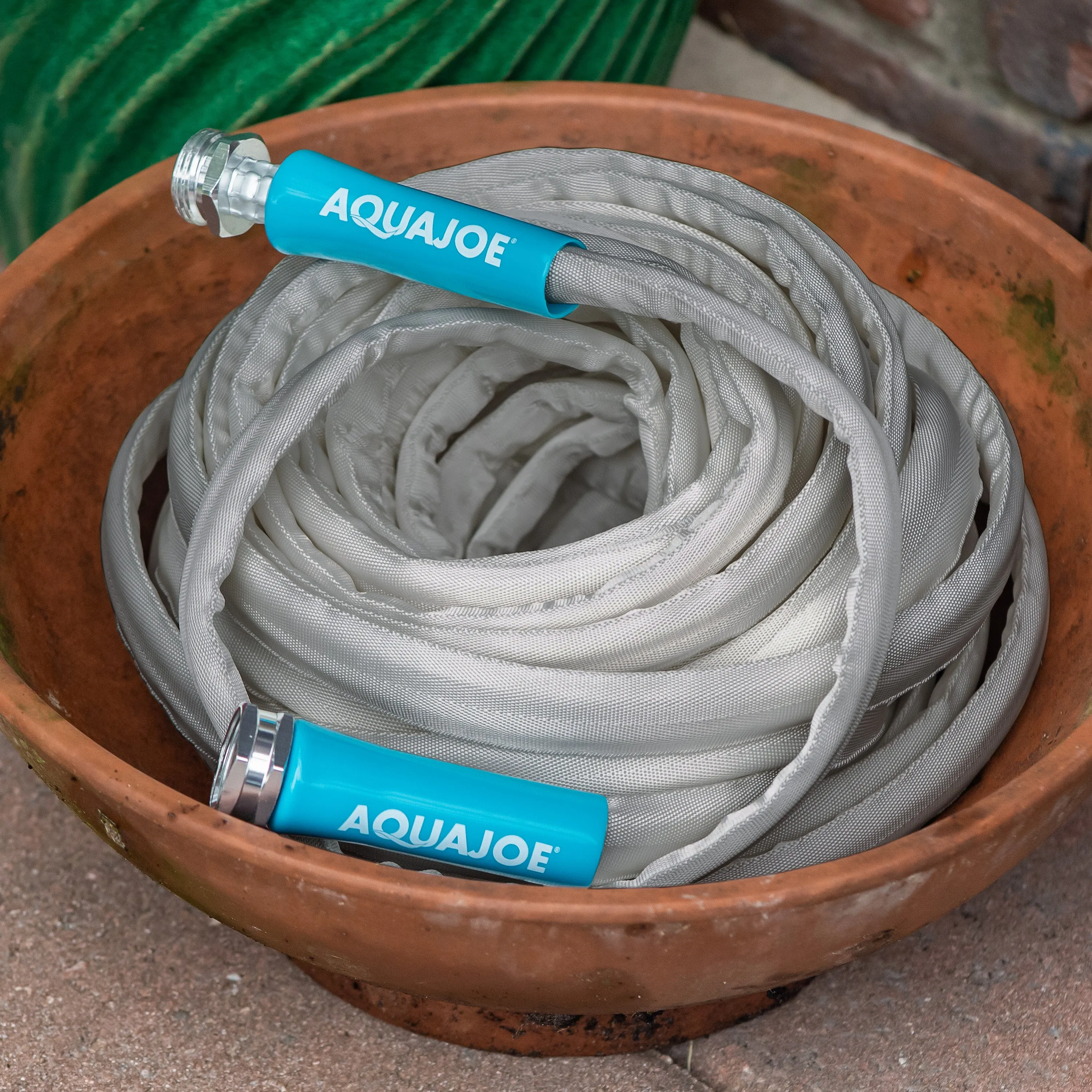 Aqua Joe AJFJH50-PRX Xtreme Fiberjacket Garden Hose | 50 Foot | Metal Fittings