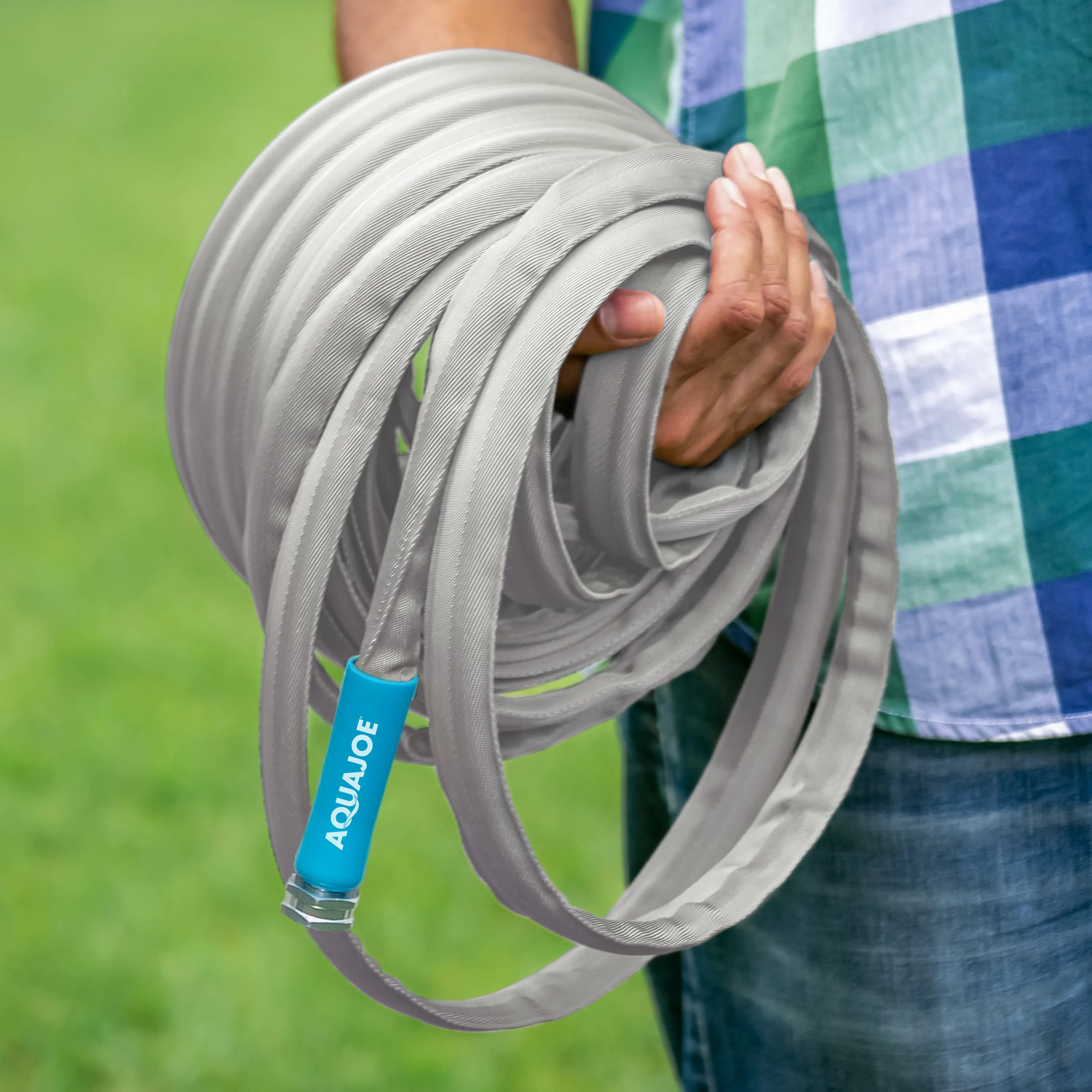 Aqua Joe AJFJH50-PRX Xtreme Fiberjacket Garden Hose | 50 Foot | Metal Fittings