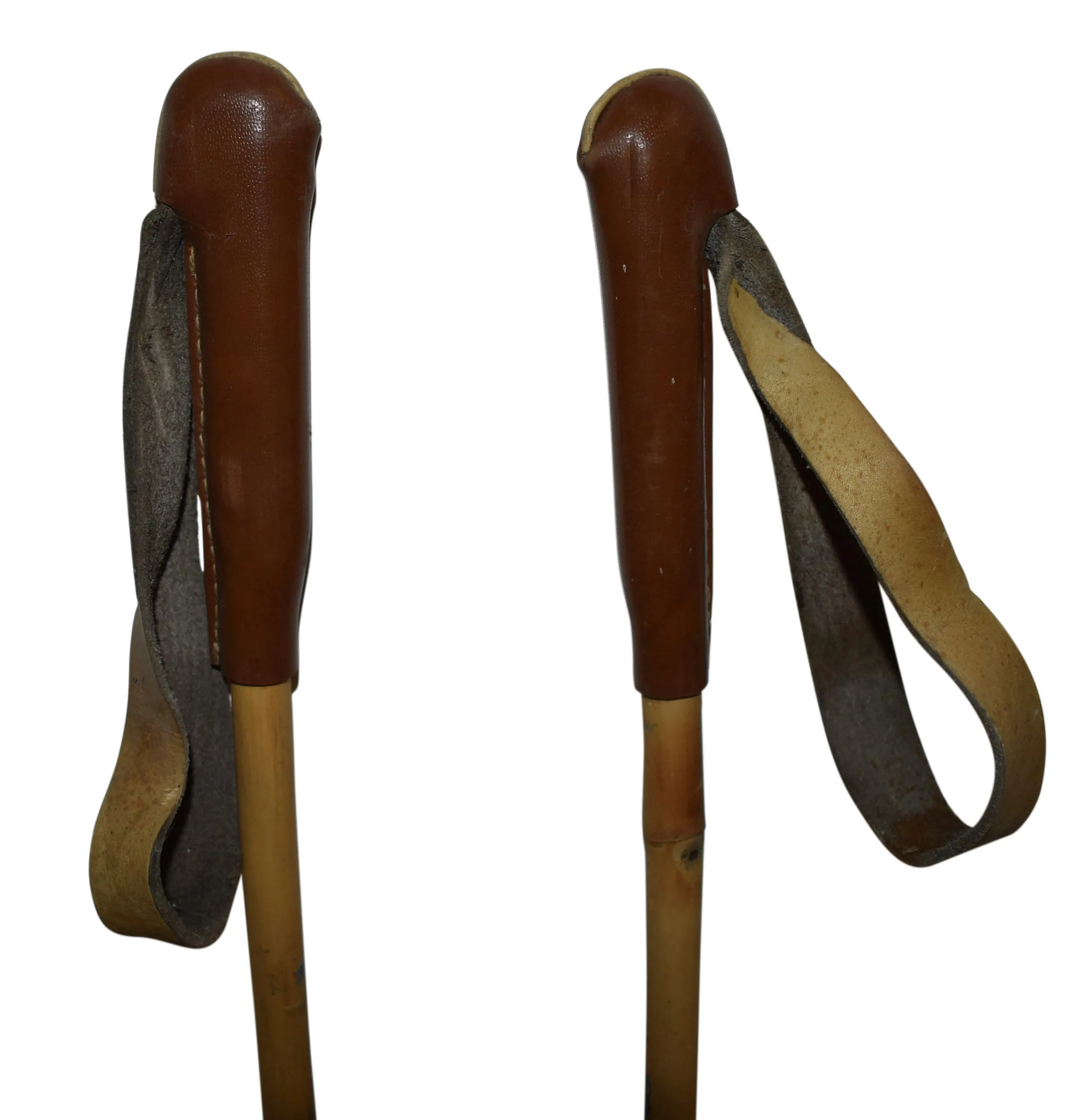 Bamboo Ski Poles with Leather Grips