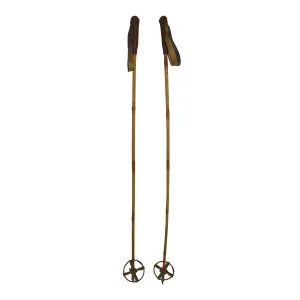Bamboo Ski Poles with Leather Grips