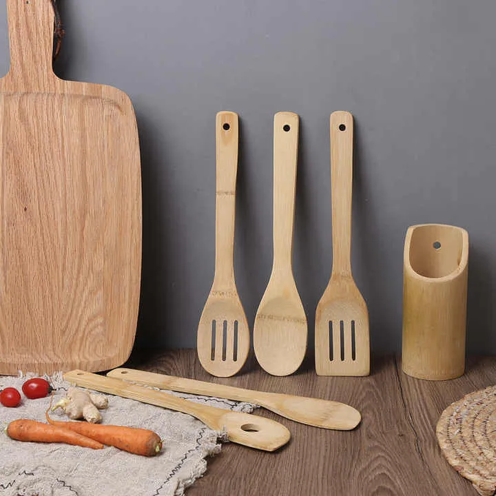 Bamboo Utensil Set 6 PCS Kitchen-مجموعة أدوات مطبخ