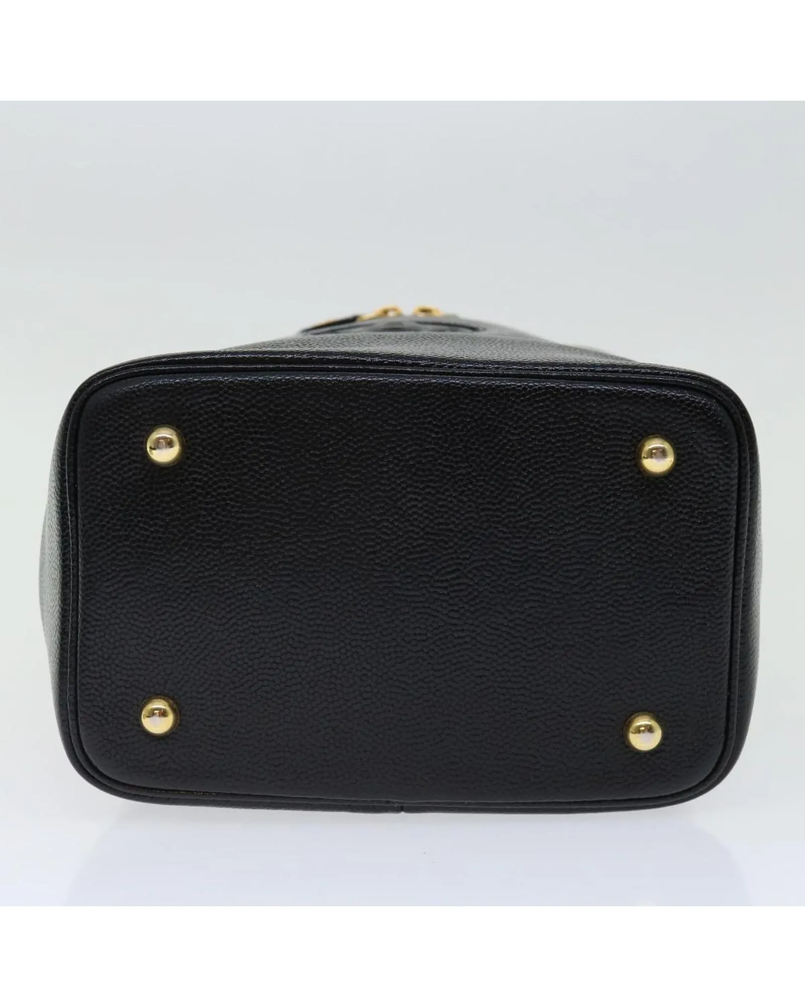 Black Leather Vanity Handbag by Italian Designer