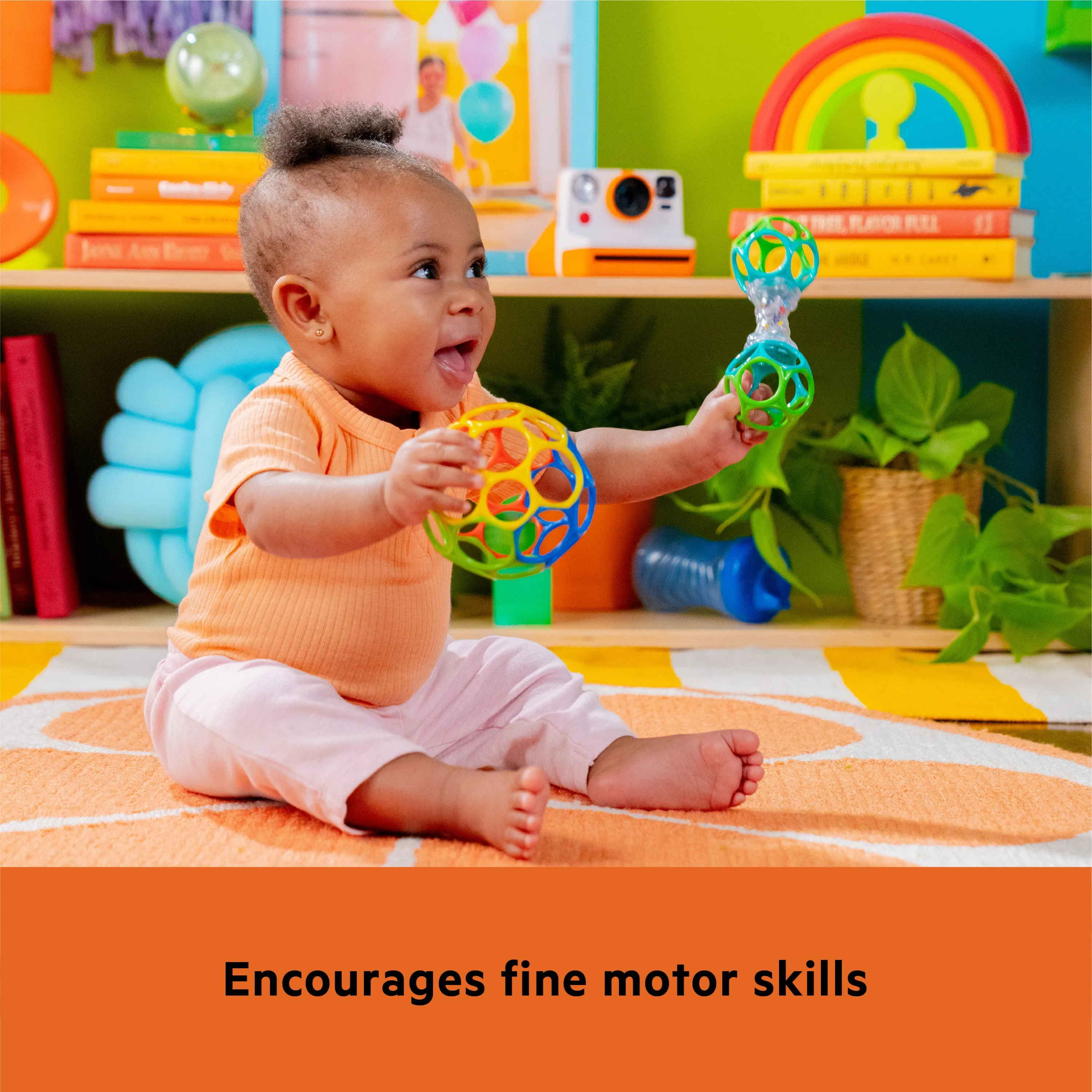 Bright Starts Grasp the Day Easy-Grasp Oball Gift Set, Ball and Rattle Toys, 2-PK, Unisex, 0 Months 