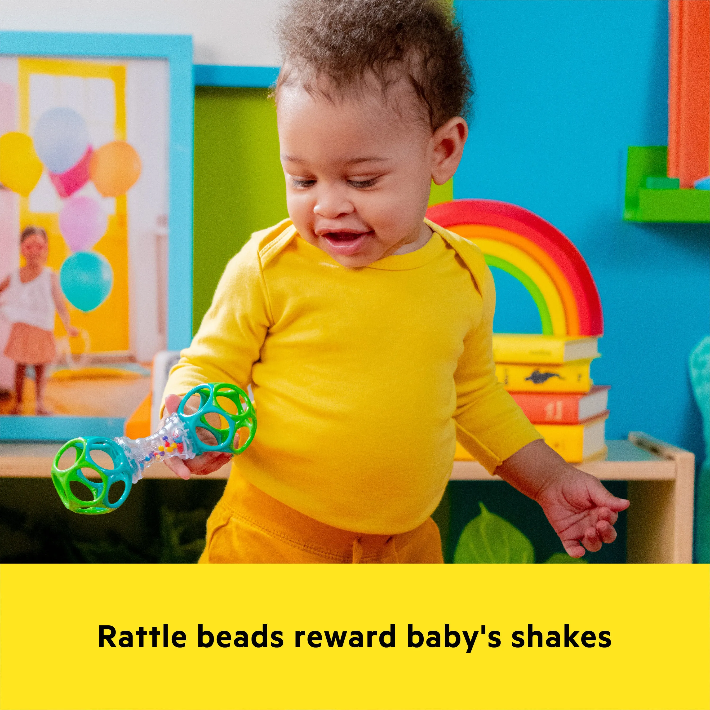 Bright Starts Grasp the Day Easy-Grasp Oball Gift Set, Ball and Rattle Toys, 2-PK, Unisex, 0 Months 