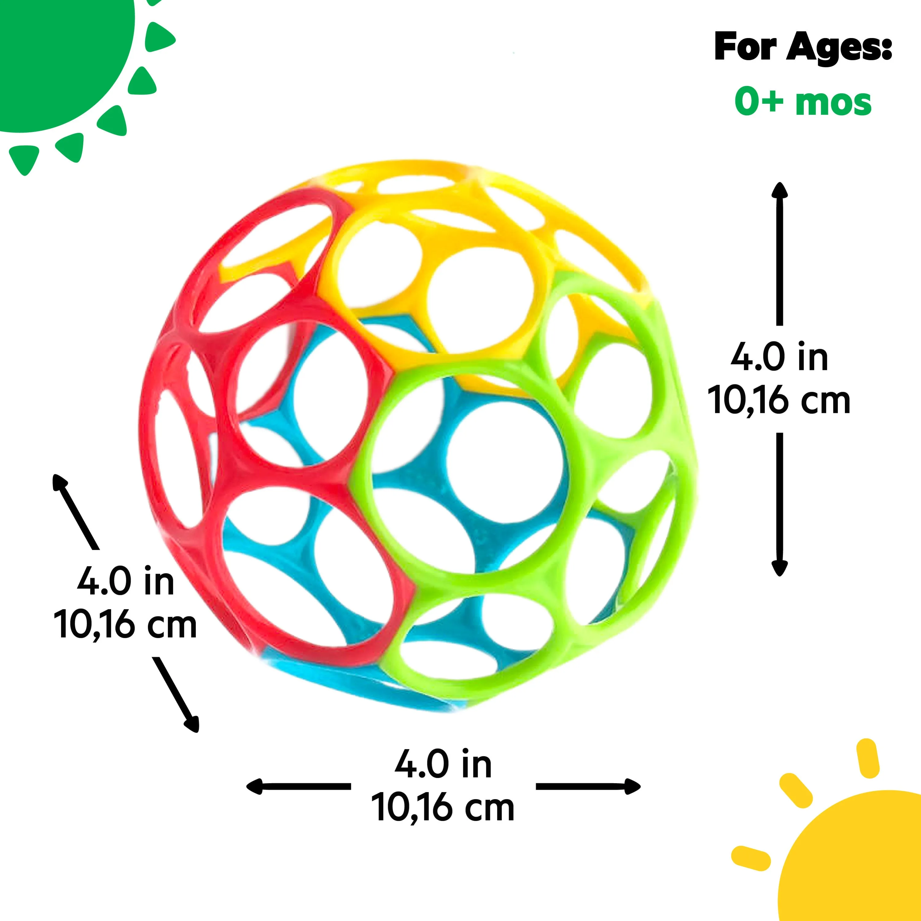 Bright Starts Grasp the Day Easy-Grasp Oball Gift Set, Ball and Rattle Toys, 2-PK, Unisex, 0 Months 