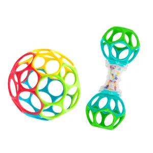 Bright Starts Grasp the Day Easy-Grasp Oball Gift Set, Ball and Rattle Toys, 2-PK, Unisex, 0 Months 