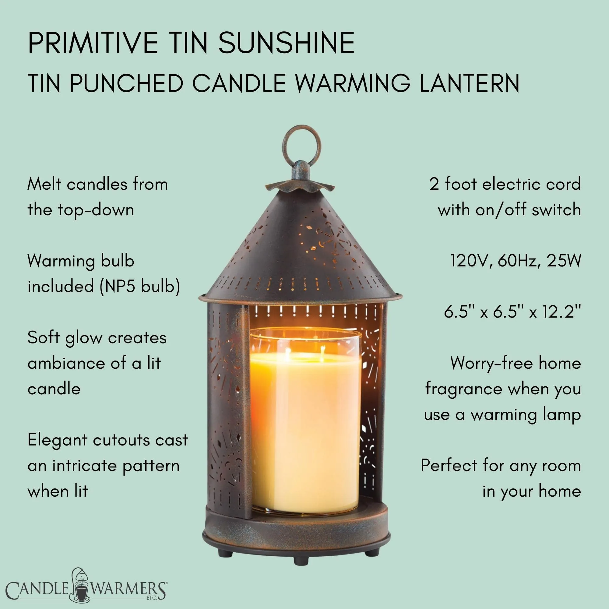 Candle Warmers Tin Punched Candle Warmer Primitive Tin Lantern Lamps