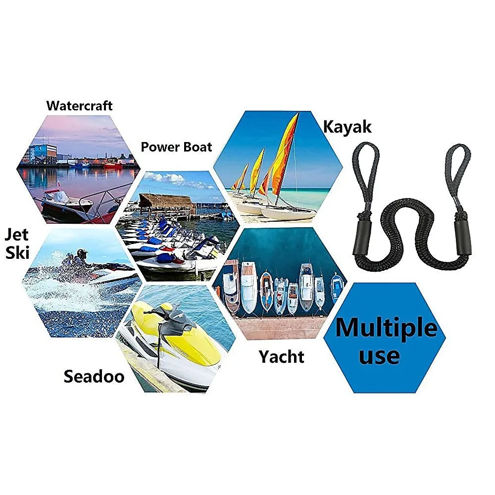 Durable Bungee Dock Lines, Marine Mooring Rope (4 Pack)