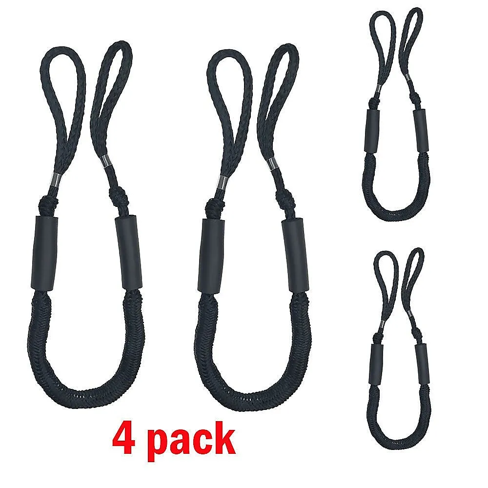 Durable Bungee Dock Lines, Marine Mooring Rope (4 Pack)