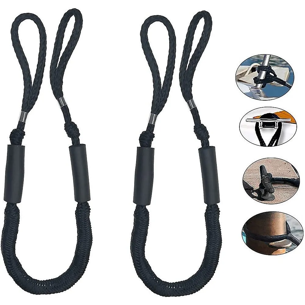 Durable Bungee Dock Lines, Marine Mooring Rope (4 Pack)