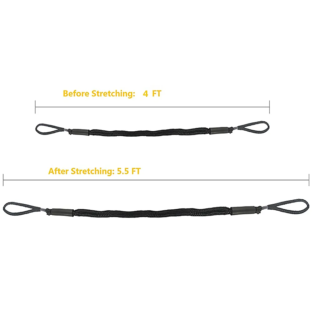 Durable Bungee Dock Lines, Marine Mooring Rope (4 Pack)