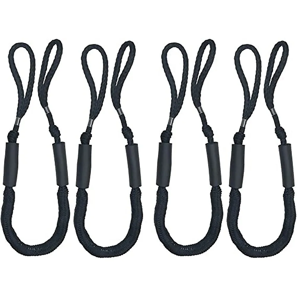 Durable Bungee Dock Lines, Marine Mooring Rope (4 Pack)