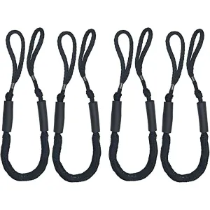 Durable Bungee Dock Lines, Marine Mooring Rope (4 Pack)