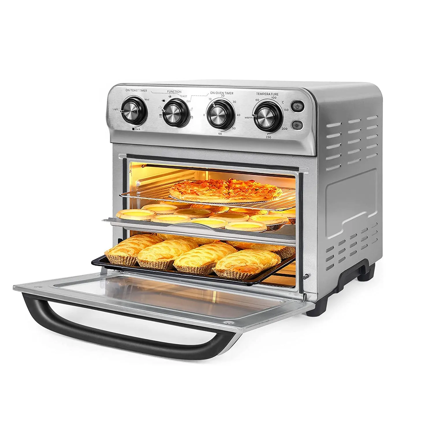 E-Macht 24 Quart Air Fryer Oven 8 Cooking Functions Stainless Steel 1800W Kitchen Small Appliance