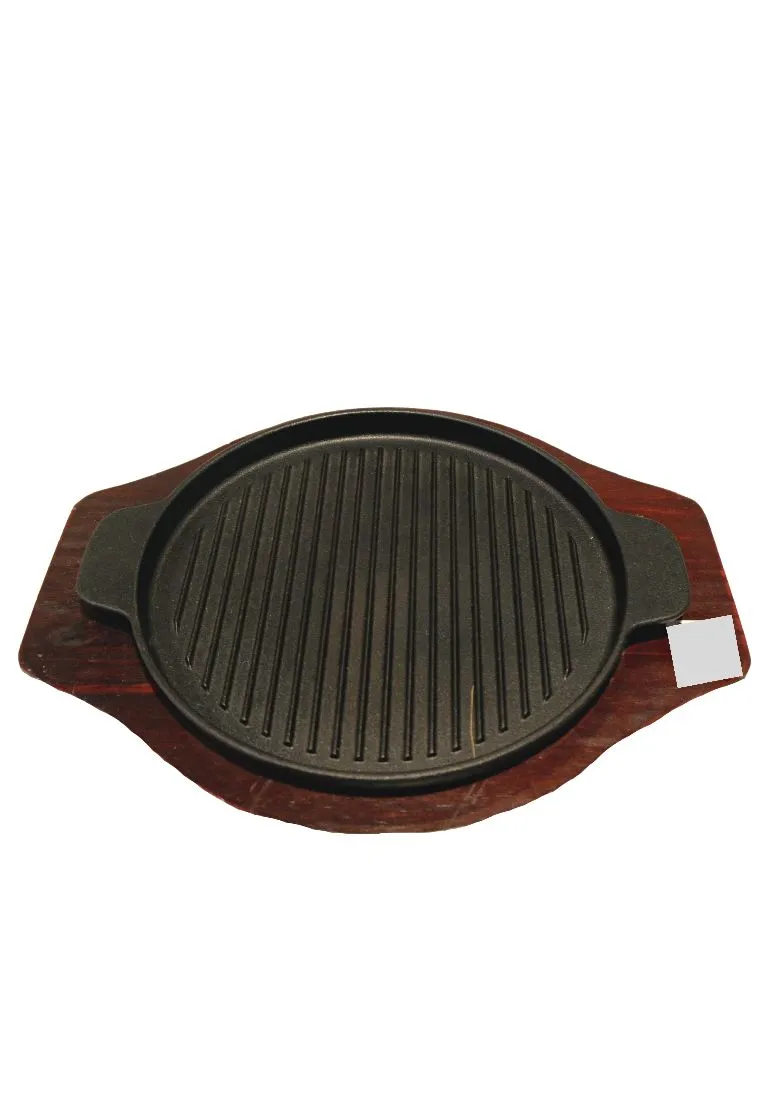Edge Round Sizzling Plate with Wood Holder (KW-002)