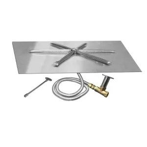 Firegear 25" Stainless Steel Square Flat Pan Gas Fire Pit Insert FPB-25SFBS22MT-N