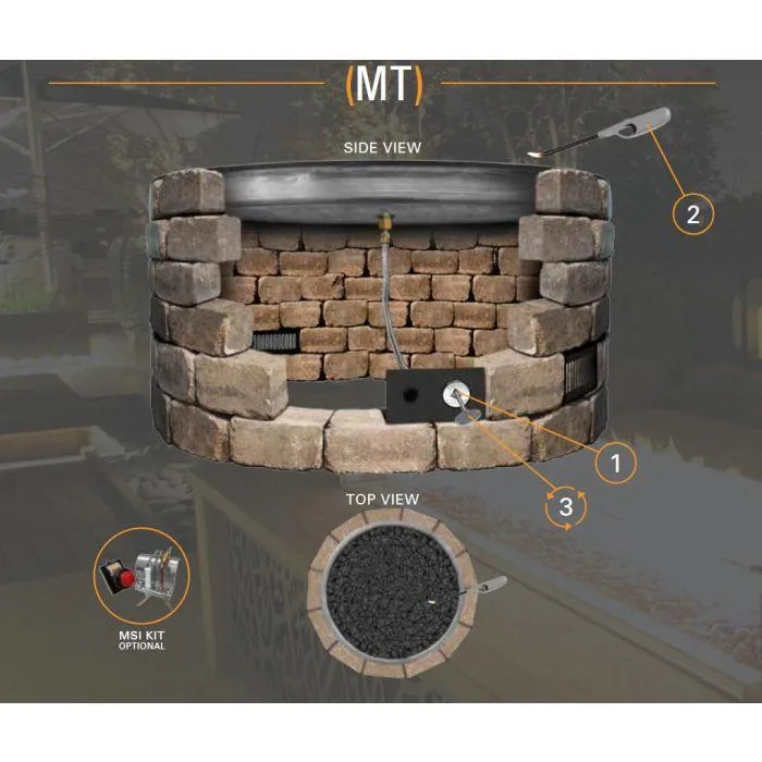 Firegear 25" Stainless Steel Square Flat Pan Gas Fire Pit Insert FPB-25SFBS22MT-N