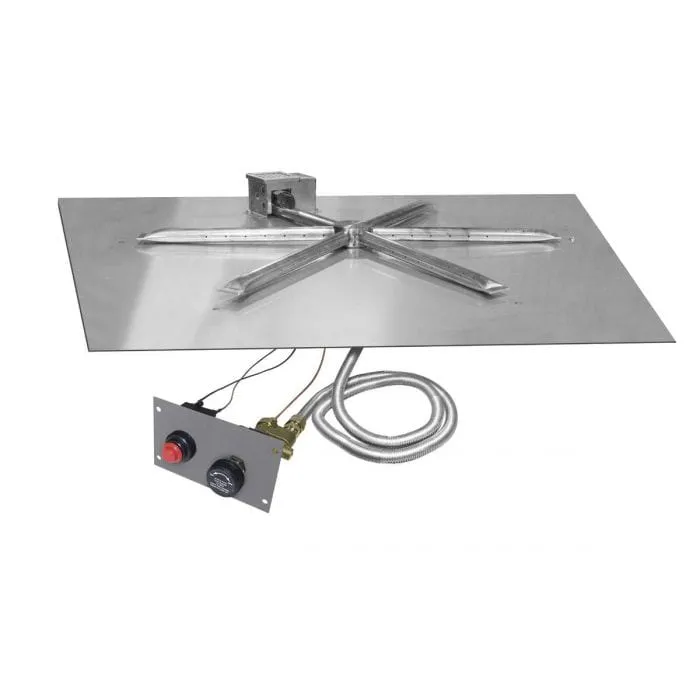Firegear 25" Stainless Steel Square Flat Pan Gas Fire Pit Insert FPB-25SFBS22MT-N