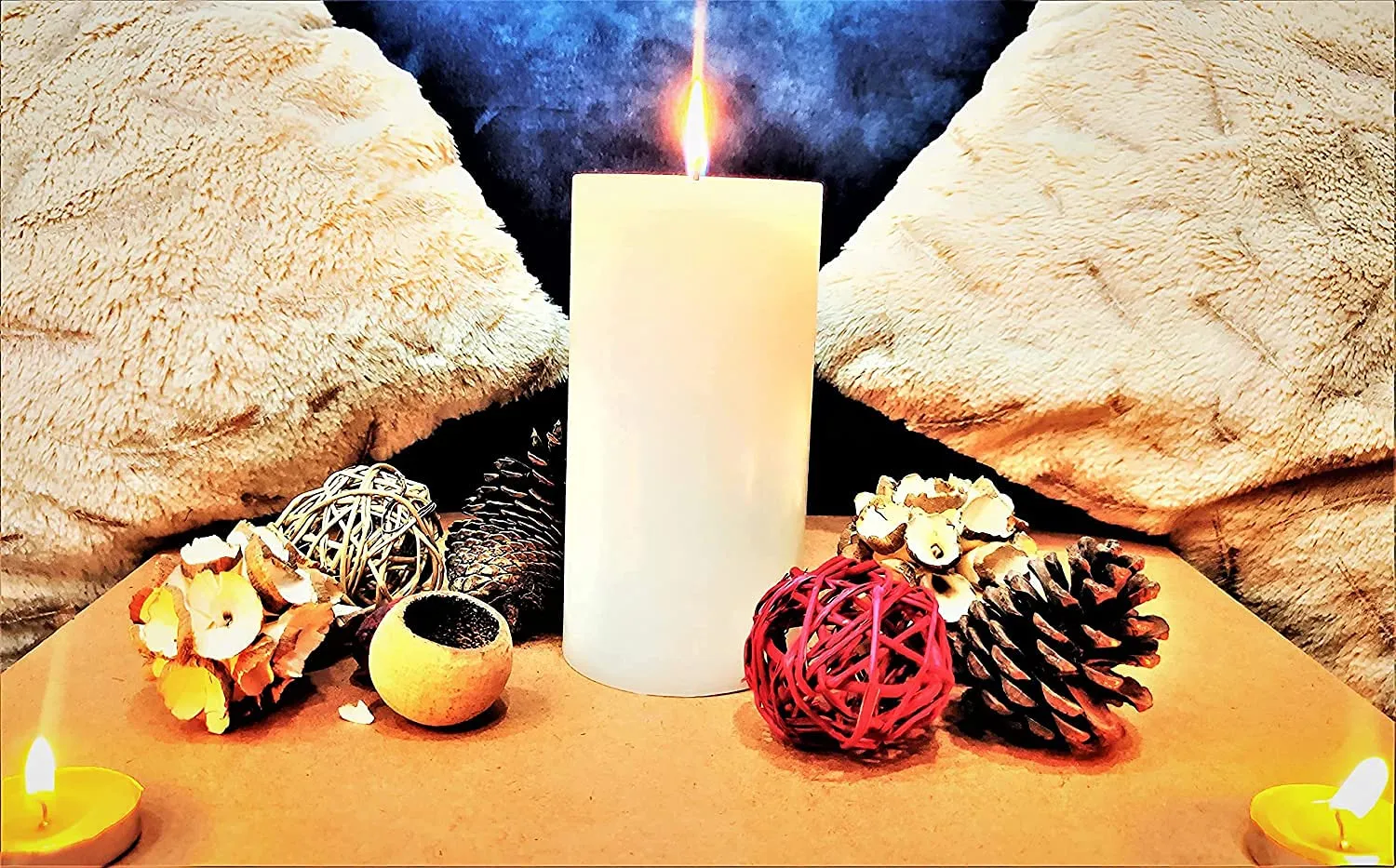Floryn Decor Smokeless, Dripless & Long Burning Unscented Pillar Candles (4 by 6 inch)