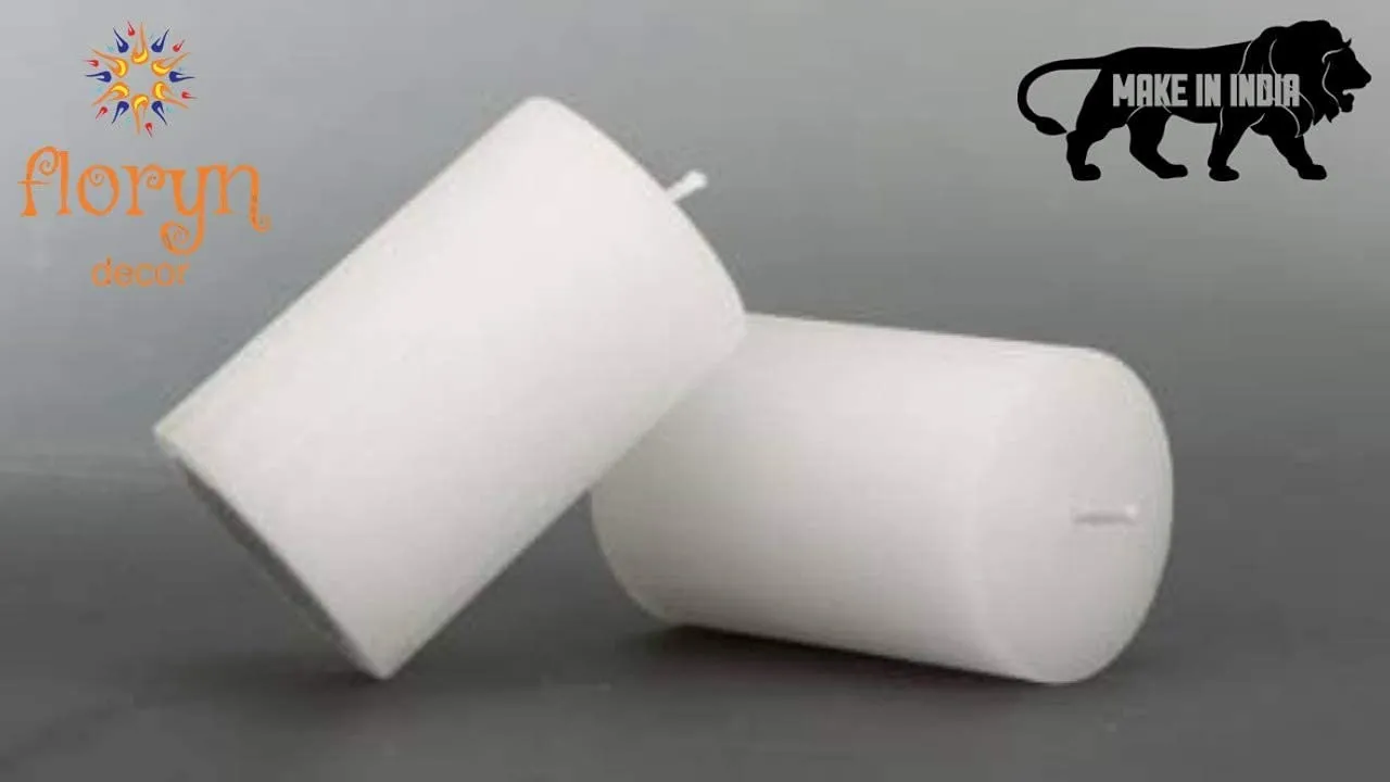 Floryn Decor Smokeless, Dripless & Long Burning Unscented Pillar Candles (4 by 6 inch)