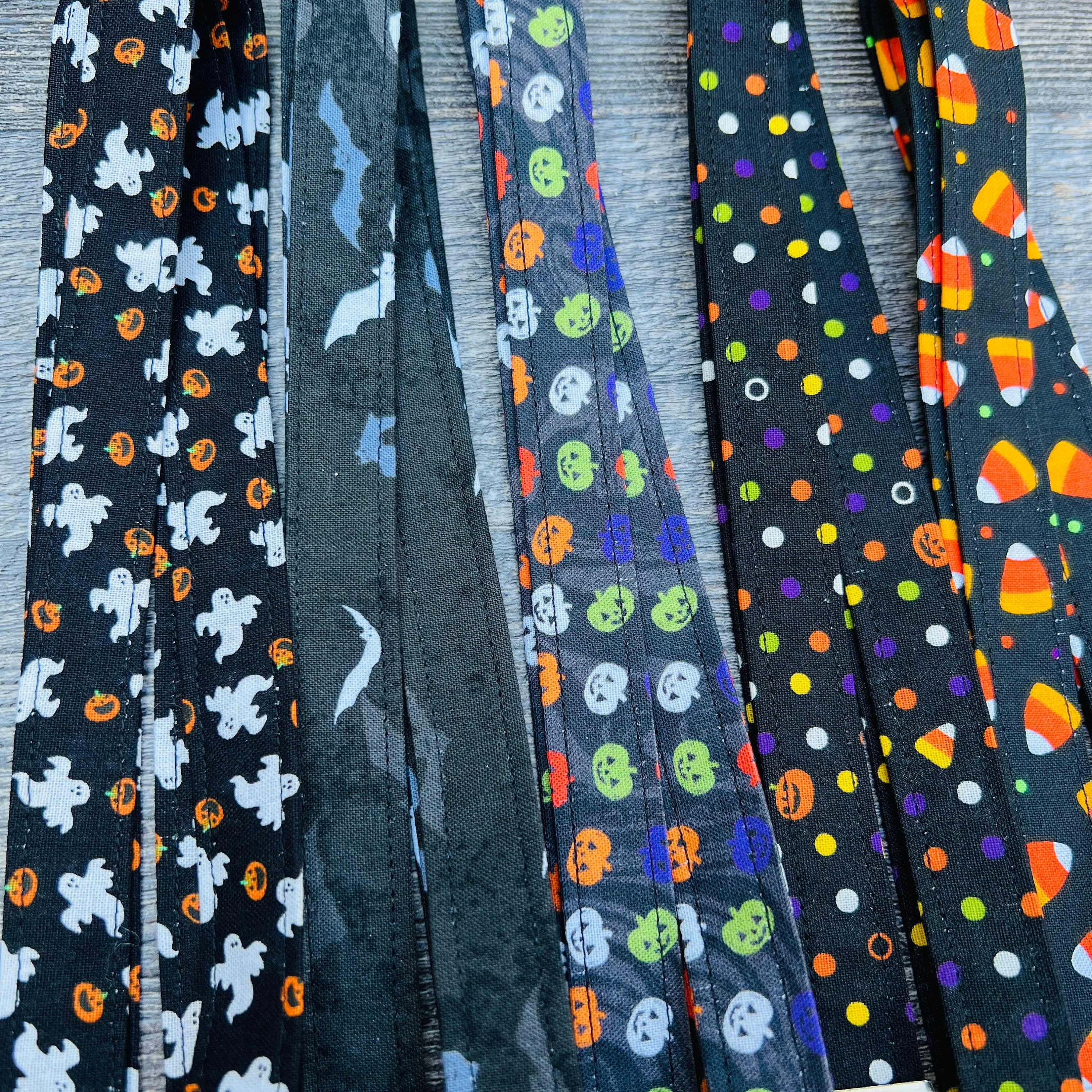 Handmade Halloween Spooky Pumpkin Bat Candy Corn Jack-o-Lantern Ghost 20" Fabric Lanyard Keychain Keys