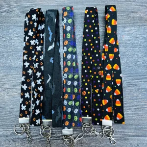 Handmade Halloween Spooky Pumpkin Bat Candy Corn Jack-o-Lantern Ghost 20" Fabric Lanyard Keychain Keys