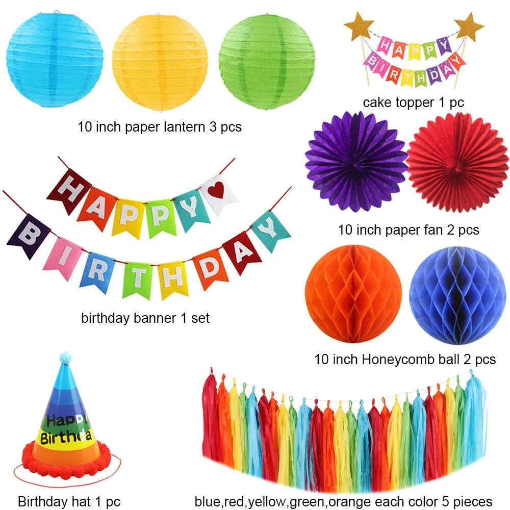 Happy Birthday Banner Rainbow Party Decorations Happy Birthday Cake Topper Birthday Decorations