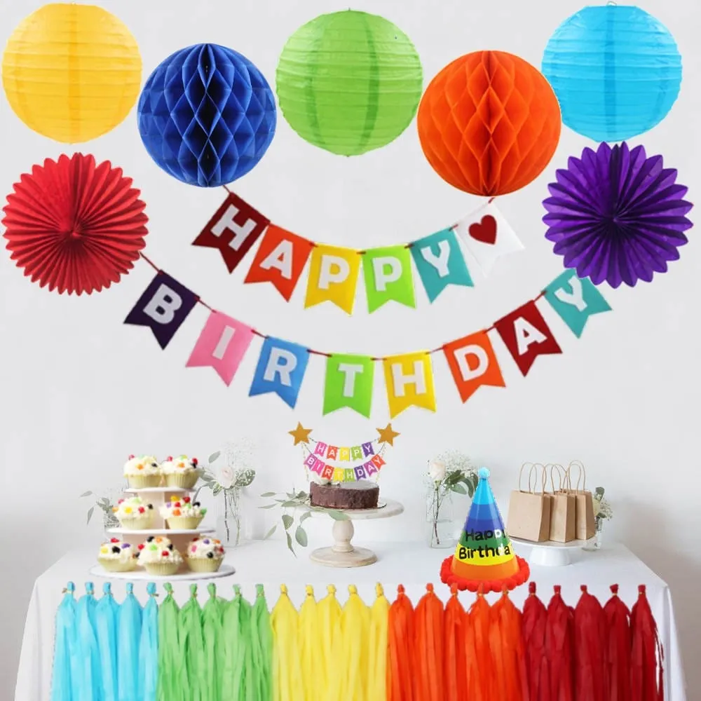Happy Birthday Banner Rainbow Party Decorations Happy Birthday Cake Topper Birthday Decorations