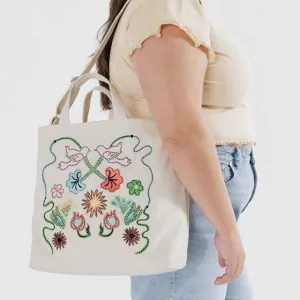 Horizontal Zip Duck Bag - Embroidered Birds