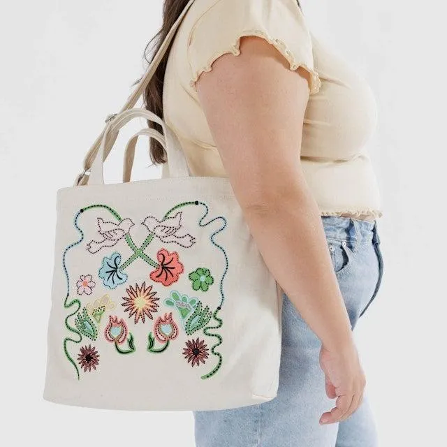 Horizontal Zip Duck Bag - Embroidered Birds