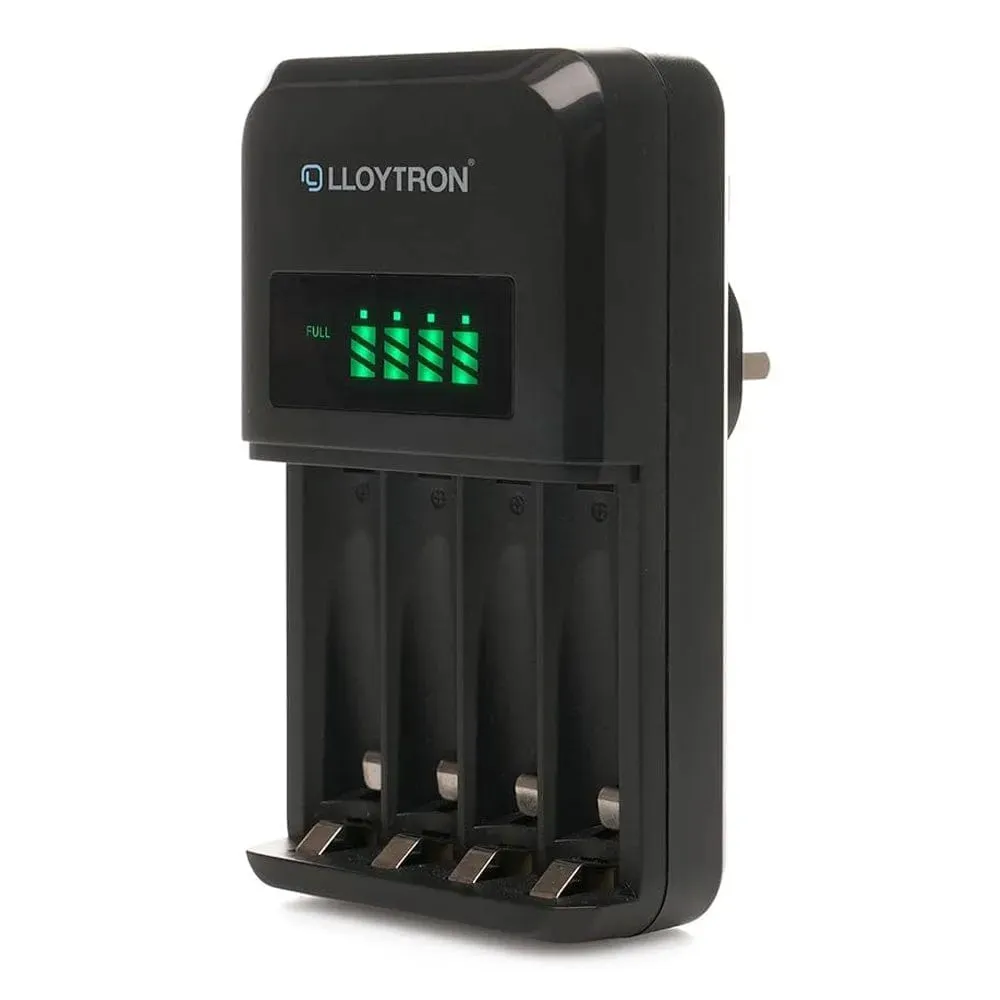 Intelligent Battery Charger with LCD Display | Includes 8 AA & AAA NiMh Rechargeable Batteries
