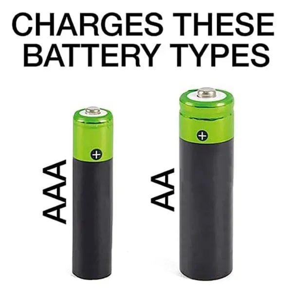 Intelligent Battery Charger with LCD Display | Includes 8 AA & AAA NiMh Rechargeable Batteries