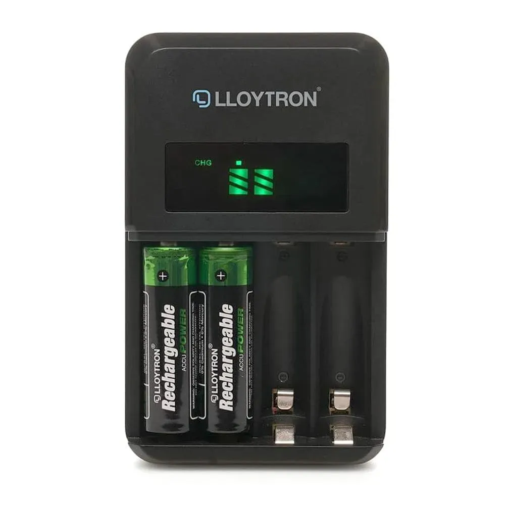 Intelligent Battery Charger with LCD Display | Includes 8 AA & AAA NiMh Rechargeable Batteries