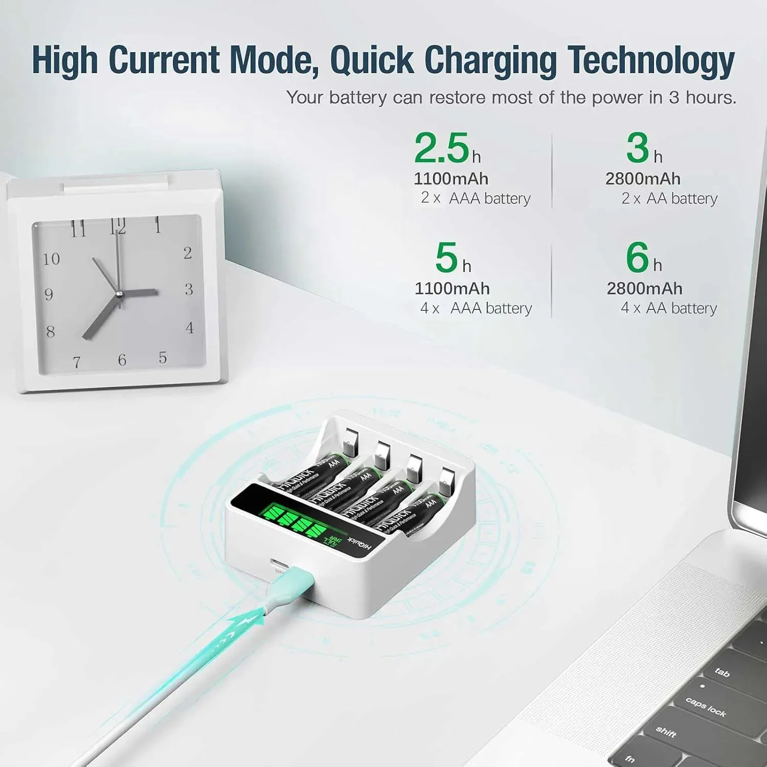 Intelligent LCD Fast Battery Charger   8 Rechargeable AA & AAA Batteries