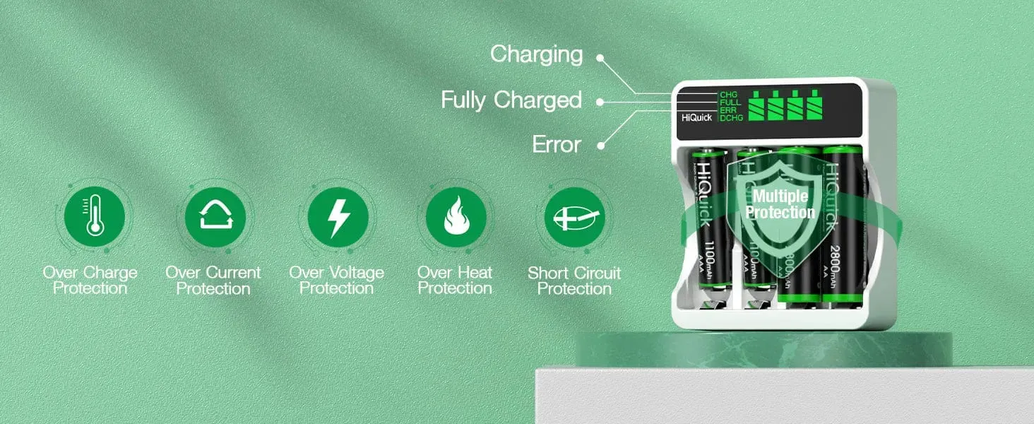 Intelligent LCD Fast Battery Charger   8 Rechargeable AA & AAA Batteries