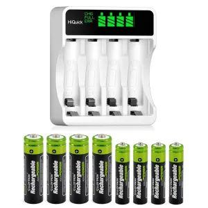 Intelligent LCD Fast Battery Charger   8 Rechargeable AA & AAA Batteries